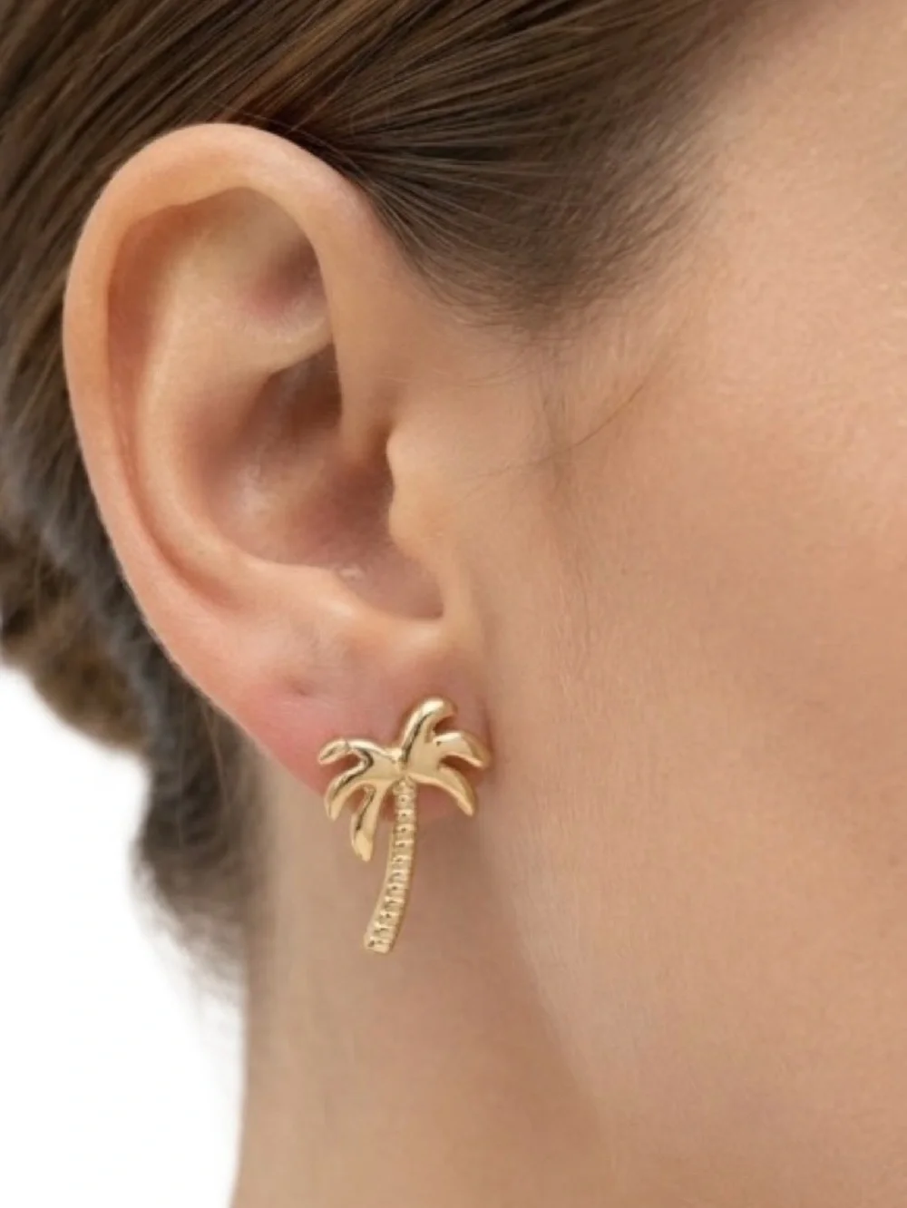 Palm Tree Gold Tone Stud Earrings (NWT)